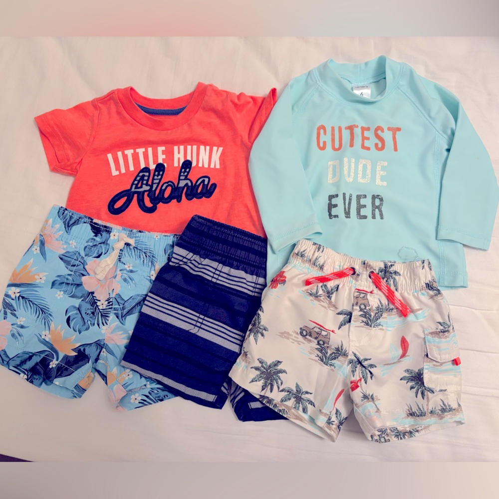 Carter’s Baby Boy - 5 pc Summer Set (shorts/tee/swimsuit) 6 MONTHS